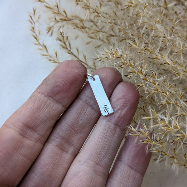 Pine Tree Silver Bar Necklace