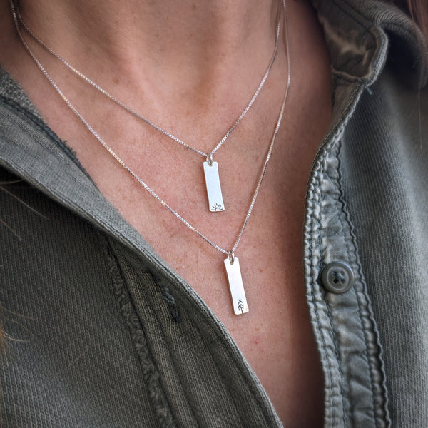 Pine Tree Silver Bar Necklace