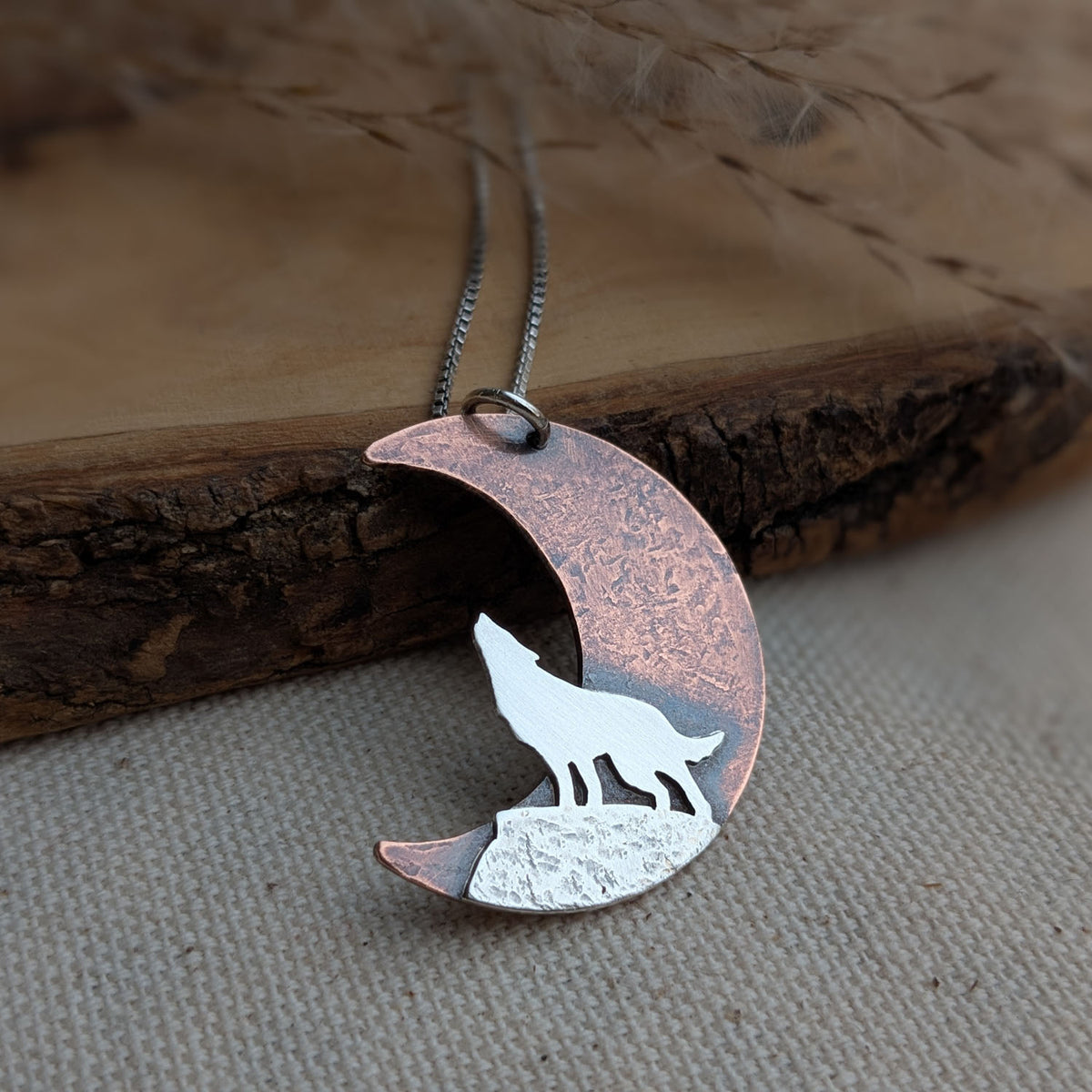 WithLoveSilver 925 Sterling Silver Howling Wolf Totem Pendant | Crescent Moon & Stars Design | Amulet Necklace - View #8
