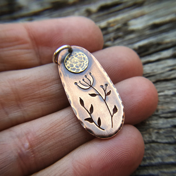 Blooming  - mixed metal botanical pendant