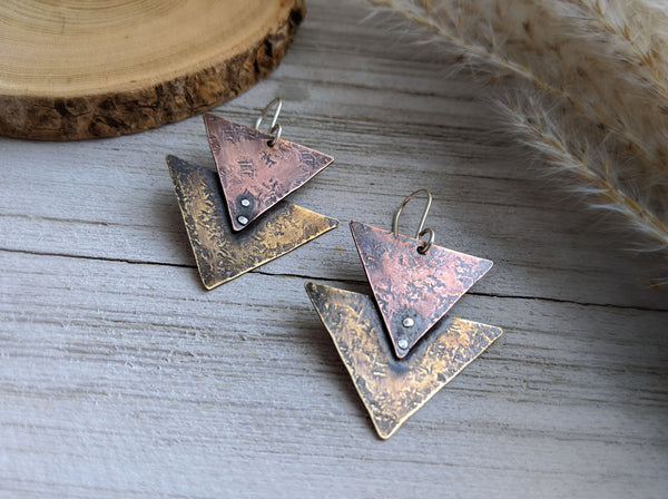 Riveted Triangle Earrings