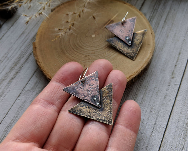 Riveted Triangle Earrings
