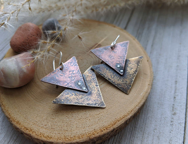Riveted Triangle Earrings