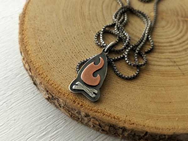Campfire Pendant - Camping Bonfire necklace