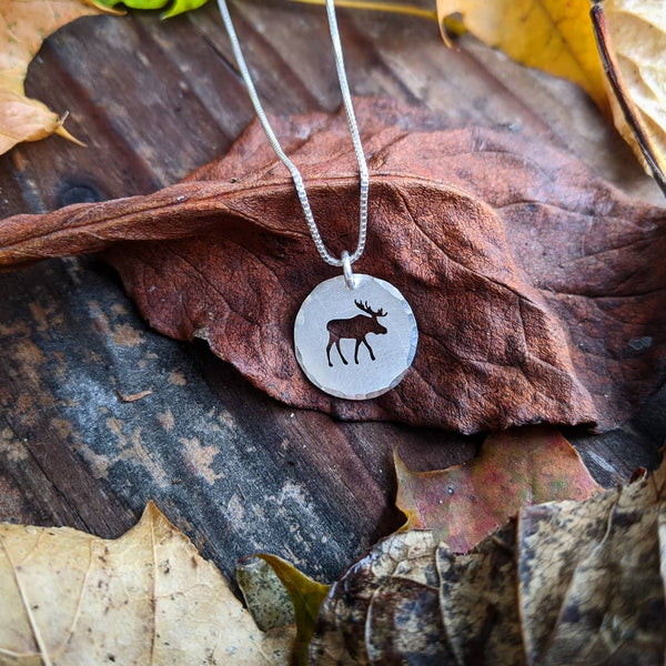 Silver Moose Necklace - silver wildlife charm