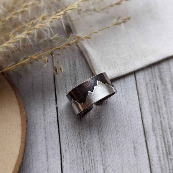 Mountain Range Ring - Copper and Sterling Silver - Mixed Metal Jewelry