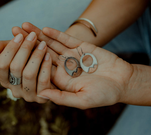 Move Mountains - mixed metal mountain earrings