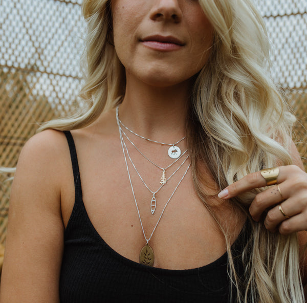 Lone Pine - minimalist silver pine tree pendant