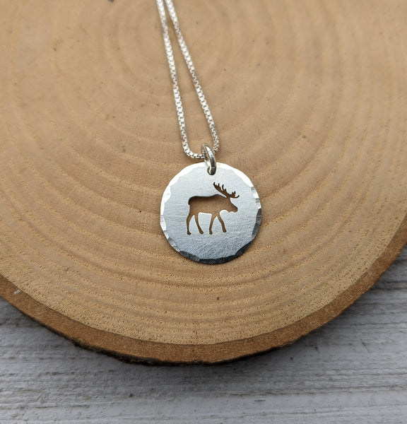 Silver Moose Necklace - silver wildlife charm