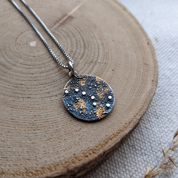 Big Dipper Constellation Pendant - silver and 24k gold keum boo