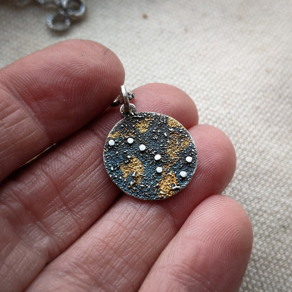 Big Dipper Constellation Pendant - silver and 24k gold keum boo