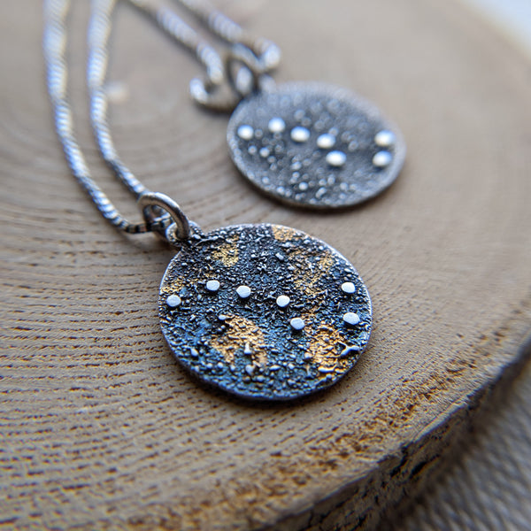 Big Dipper Constellation Pendant - silver and 24k gold keum boo