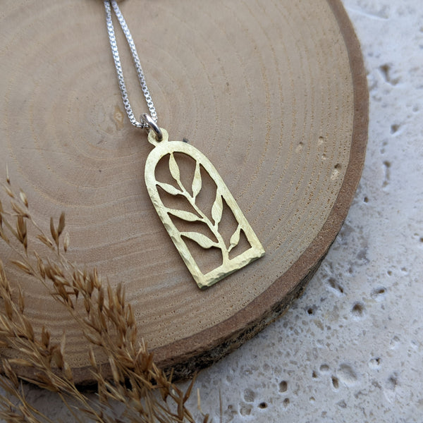 Brass Botanical Silhouette Necklace