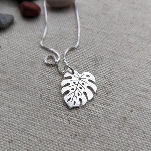 Silver Monstera Leaf Necklace