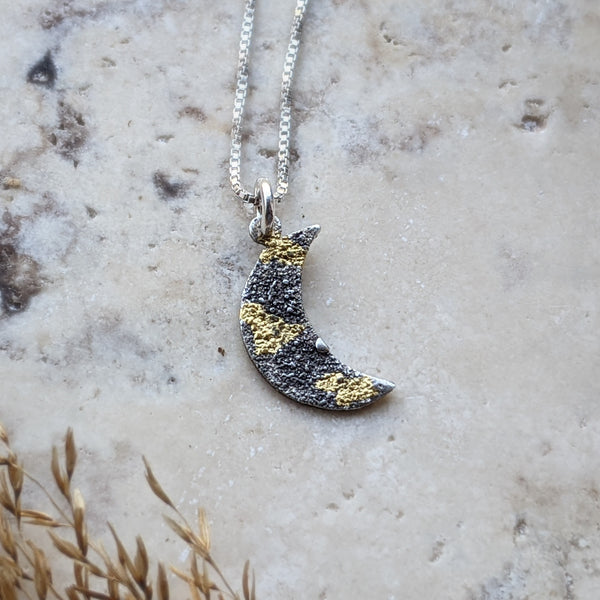 Gold-kissed Moon - Keum boo necklace