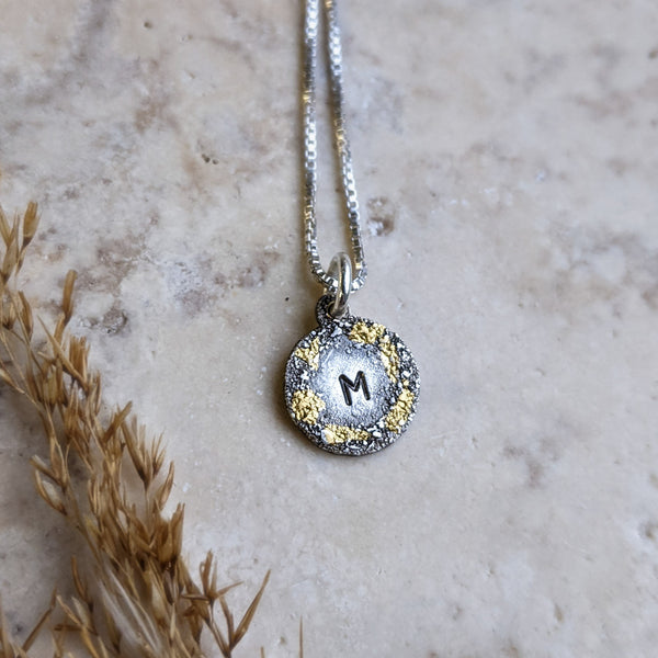 Silver and Gold Initial Pendant