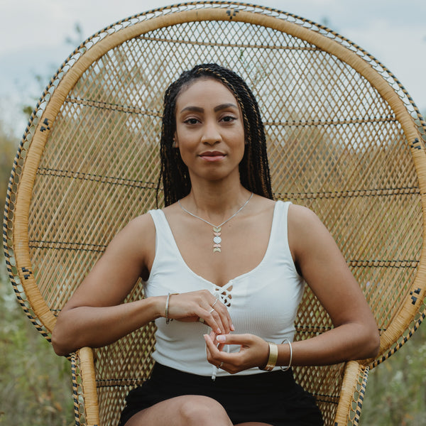 Moon Cycle Necklace - mixed metal moon phase pendant