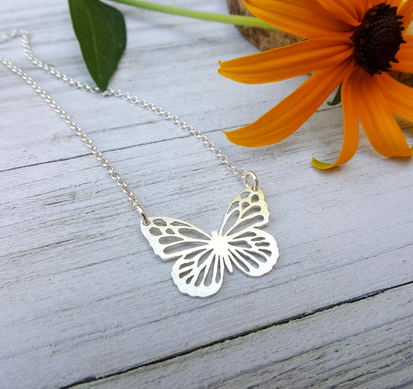 Monarch Necklace - Silver butterfly pendant