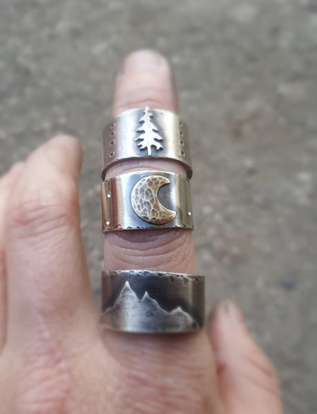 Crescent Moon Ring - sterling silver