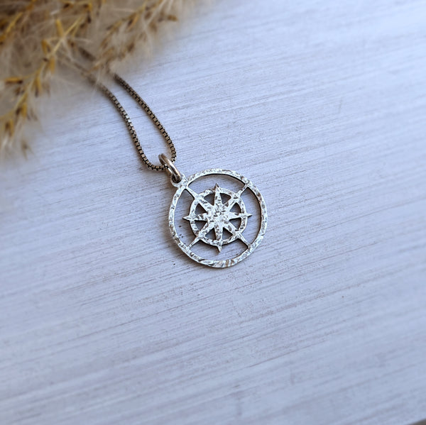 Silver Explorer's Compass Pendant