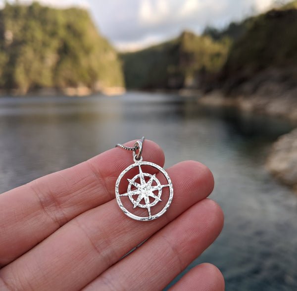Silver Explorer's Compass Pendant