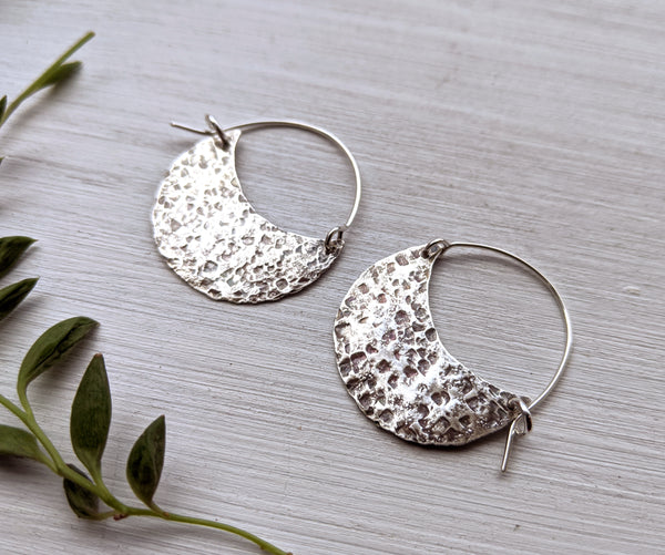 Hammered Hoops - silver and 24kt gold