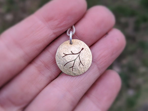 Branch Charm Necklace - brass and sterling silver