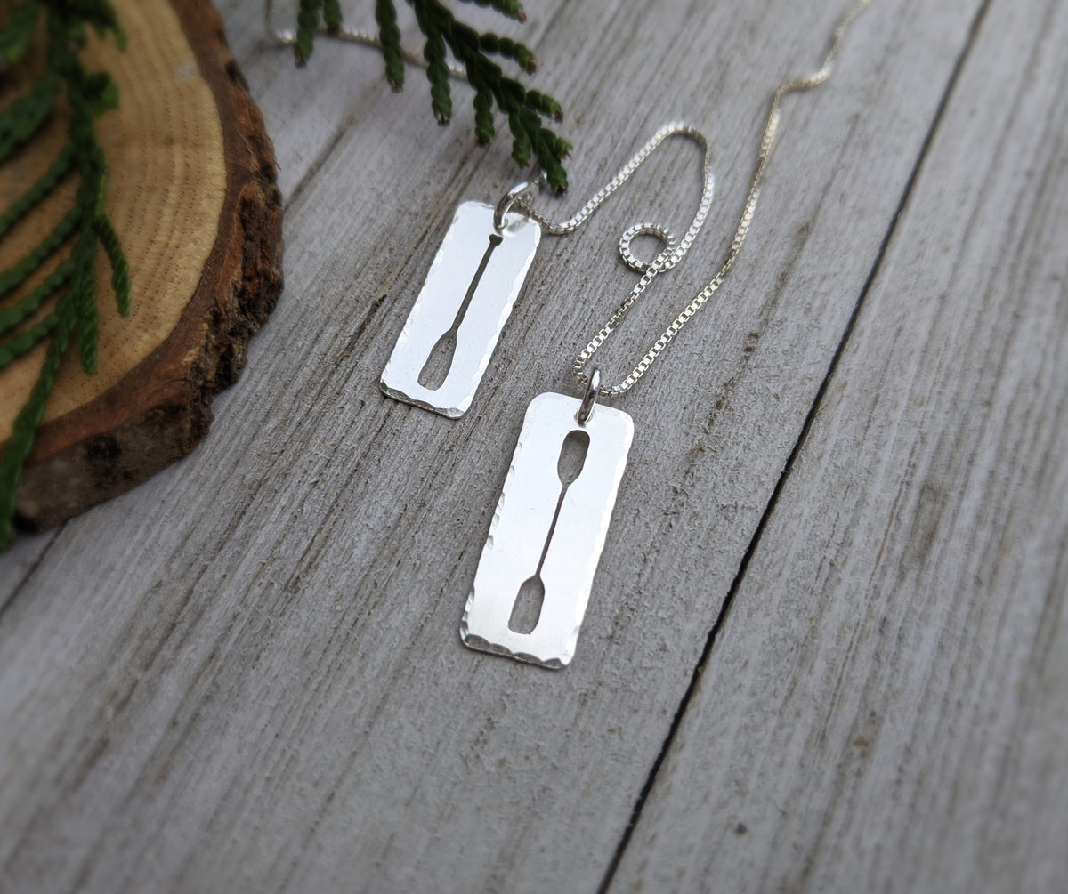 Kayak Paddle Necklace silver pendant StrayStones