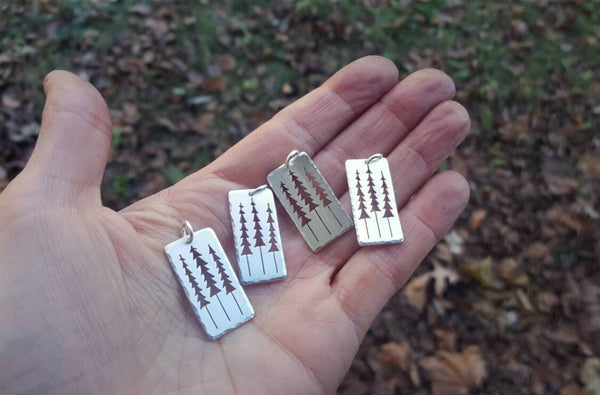 Three Pines Pendant - Sterling Silver Pine Tree Necklace