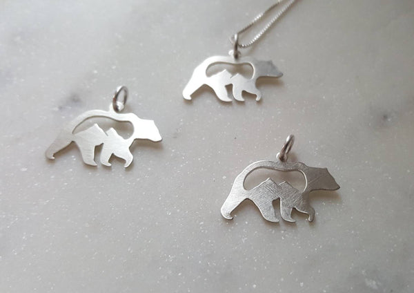 Silver Mountain Bear Pendant - Grizzly mountains