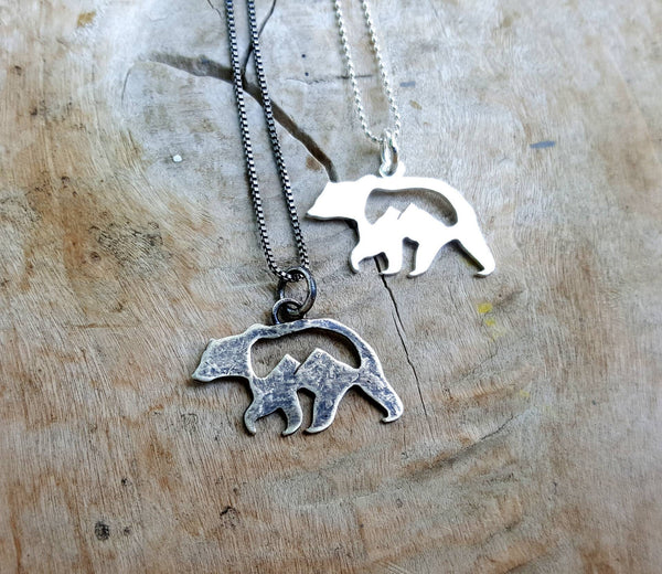 Silver Mountain Bear Pendant - Grizzly mountains