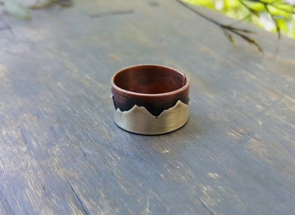 Mountain Range Ring - Copper and Sterling Silver - Mixed Metal Jewelry