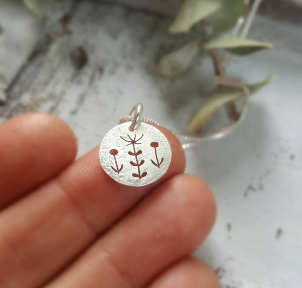 Wildflower Pendant - Silver flowers charm