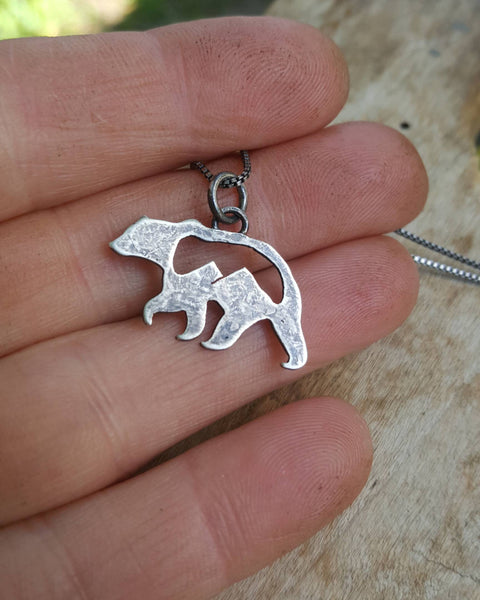 Silver Mountain Bear Pendant - Grizzly mountains