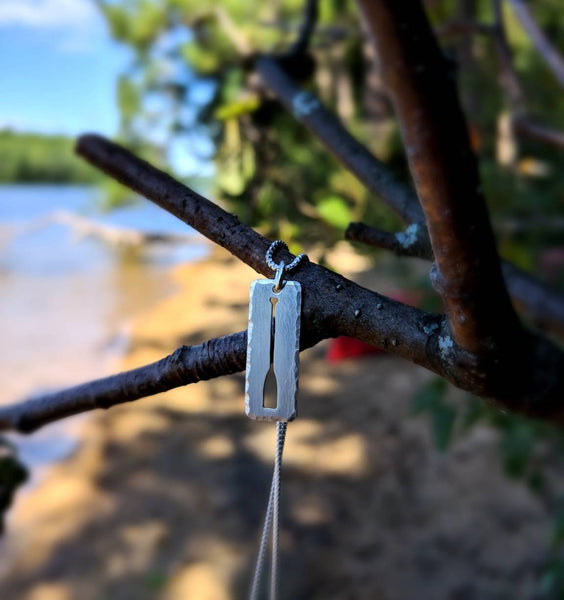 Paddle On - sterling silver canoe paddle necklace
