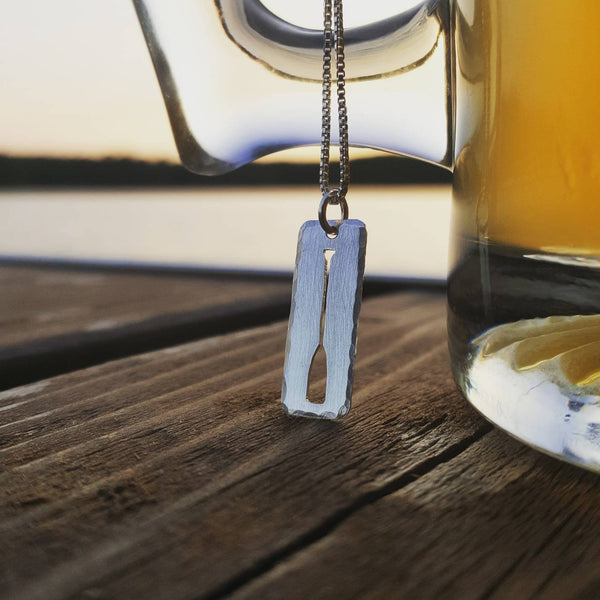 Paddle On - sterling silver canoe paddle necklace