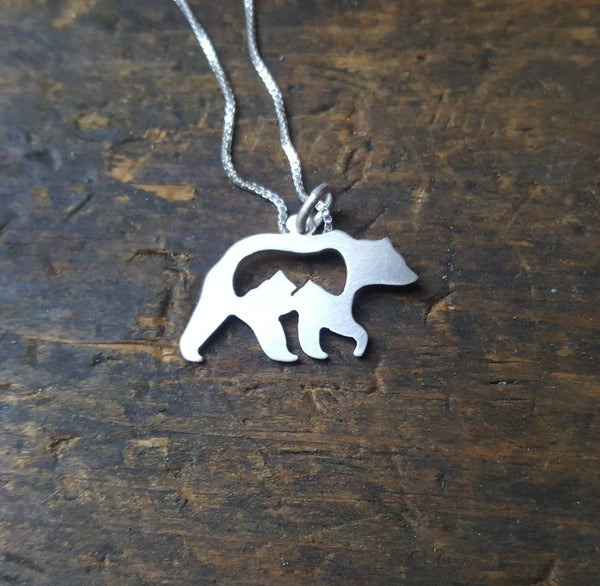 Silver Mountain Bear Pendant - Grizzly mountains