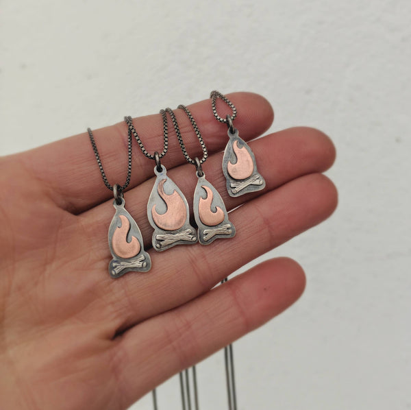 Campfire Pendant - Camping Bonfire necklace