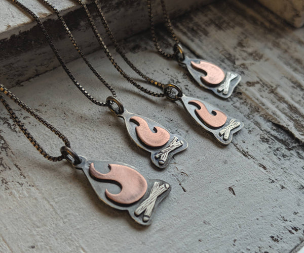 Campfire Pendant - Camping Bonfire necklace