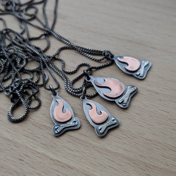 Campfire Pendant - Camping Bonfire necklace