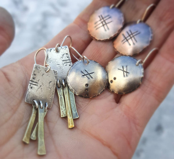 Relic Fringe Earrings - Mixed metal silver and gold