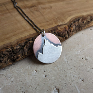 The Peak: Mountain Pendant - Copper and Sterling Silver Mountain Necklace