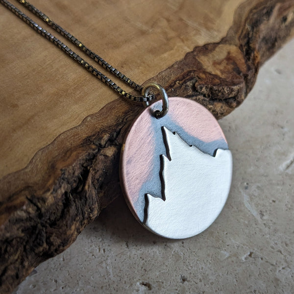 The Peak: Mountain Pendant - Copper and Sterling Silver Mountain Necklace