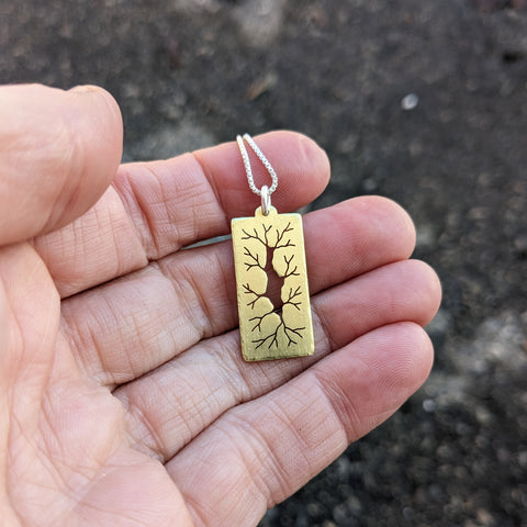 Cracked - Hand-cut Brass Necklace