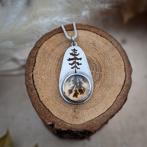 Dendritic Agate Evergreen Necklace