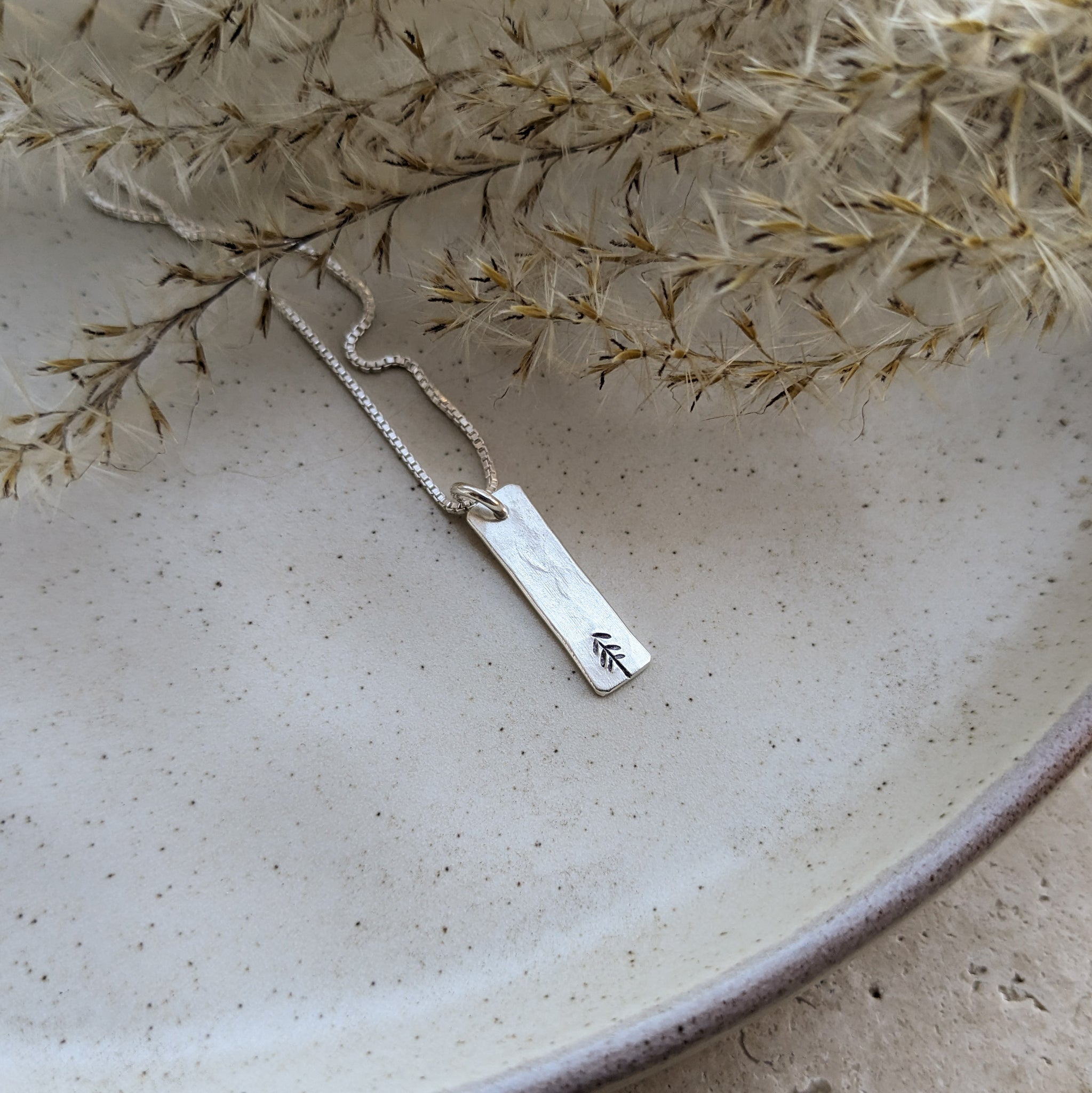 Pine Tree Silver Bar Necklace