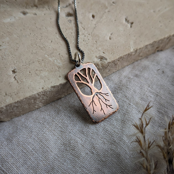 Roots - Hand-cut copper necklace