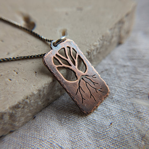 Roots - Hand-cut copper necklace