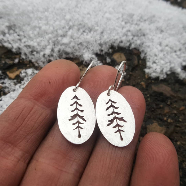Tall trees - sterling silver pine spruce tree earrings