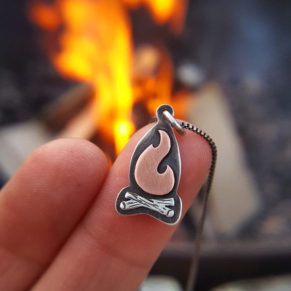 Campfire Pendant - Camping Bonfire necklace